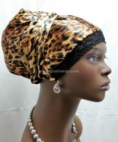 Print Charmuese (Satin) G-Wrap Hair Scarf Stretch Lace Front